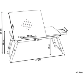 Beliani Klappbarer Laptoptisch Orge, Hellbraun 57 cm 35 cm