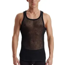 Dovre Wool Mesh Tank Top Schwarz Wolle Medium Herren