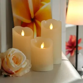 MARELIDA LED Kerzenset Rustik-Optik 3 St. creme