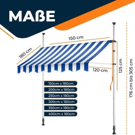 Kesser Klemmmarkise 200 cm blau-weiß