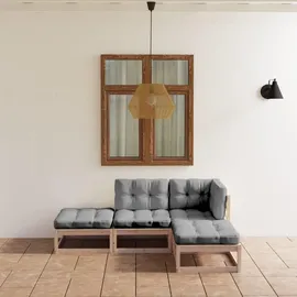 vidaXL Garten-Lounge-Set 4-tlg. grau
