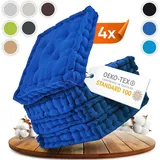 Gräfenstayn Sitzkissen 4er Set 40x40 cm mit 8 cm Polsterung aus 100 % Baumwolle -, robustes Sitzkissen für Indoor & Outdoor, bequemes Bodenkissen blau