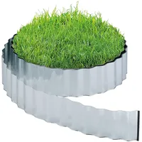 Relaxdays Rasenkante, 12m, aus Metall, verzinkt, flexibel, Umrandung für Rasen & Beet, 16cm hoch, silber