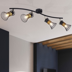 Decken Lampe Leuchte Metall Stäbe Schwarz Gold Spots Beweglich Schlaf Zimmer