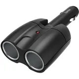 Hama 2-fach-Verteiler für Zigarettenanzünderbuchse 180°, Gelenkstecker, (12V schwarz