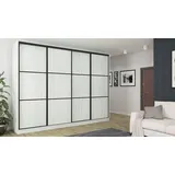 Große Schiebetür Kleiderschrank 4D/320 in Anderson Kiefer mit schwarzen Beschlägen - Schwarz