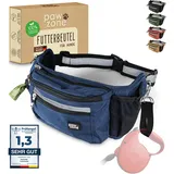 PAWZONE® Futterbeutel Hunde - Leckerlibeutel für Hunde - Bauchtasche für Hunde Zubehör - Leckerlitasche für Hunde - Inkl. Reflektorband & Zusatzgurt für Flexileine (Marineblau)