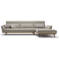 hülsta sofa Ecksofa hs.460, Sockel in Nussbaum, Winkelfüße in Umbragrau, Breite 338 cm beige|grau
