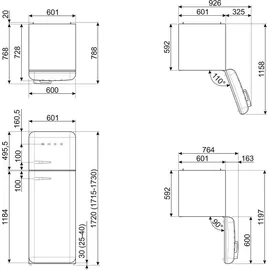 Smeg FAB30RPK5 Retro-Kühl-Gefrierkombination (222 l, 1720 mm hoch, Cadillac Pink)