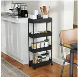 Homcom Küchenwagen Stahl Kunststoff 40L x 19B x 90H cm-Schwarz | Gr.: onesize