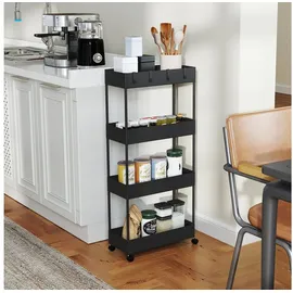 Homcom Küchenwagen Stahl Kunststoff 40L x 19B x 90H cm-Schwarz | Gr.: onesize