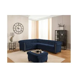 S-Style Chesterfield Ecksofa Cleo Blink ¦ blau ¦ Maße (cm): B: 264 H: 72