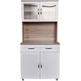 HTI-Line Küchenbuffet Blanca Küchenschrank Hochschrank Sonoma Weiß, 80 x 170 x 48 cm (BxHxT), für Küche und Esszimmer