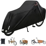 BUERPINKING Lastenrad Abdeckung, Fahrradabdeckung Wasserdicht Abdeckplane aus 420D Oxford-Gewebe, Fahrradgarage Verschweißte Innennähte für Lastenrad Abdeckplane Dreirad (Stil A)