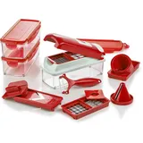 Gemüseschneider GENIUS "Nicer Dicer Smart, inkl. Julietti, Set 16-tlg.", rot, B:19,5cm H:16,5cm T:20cm, Zerkleinerer, Gemüseschneider, Würfel, Stifte, Scheiben, Streifen, Viertel und Gehobeltes