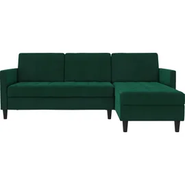 dorel home Eckcouch Velours 3-Sitzer Dunkelgrün