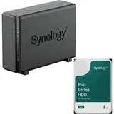 Synology DiskStation DS124 1 Einschub NAS-Server Leergehäuse + 1x Synology Plus 3.5" SATA 6Gb/s Festplatte 4 TB