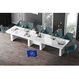 designimpex Design Esstisch HLA-111 Marmoroptik/Weiß Hochglanz ausziehbar XXL 160 cm bis 400 cm Esszimmertisch für 18 Personen Kitchentable Funktionstisch Ausziehtisch Esszimmer Tisch Esszimmermöbel