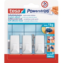 Tesa Selbstklebehaken Kunststoff 3 Stück mit 4 x Powerstrips Small