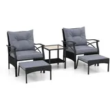 Fantask Rattan Set 5-tlg. Schwarz/Grau