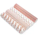 Trinkhalme aus Papierstrohhalmen, 200 Stück Papierstrohhalme, roségoldene Papierstrohhalme für Geburtstage, Hochzeiten, Cocktailfeiern, Partyzubehör