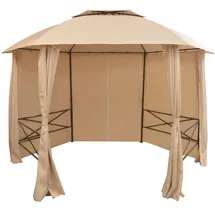 vidaXL Gartenpavillon mit Vorhängen 3,6 x 2,65 m beige