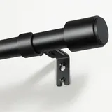Gardinenstangen, 81 bis 218 cm, mattschwarz, Gardinenstange für Ösenvorhänge, 20 mm Durchmesser, lange Gardinenstange, ausziehbar mit Halterung, dekorative Gardinenstange für Schlafzimmer, Wohnzimmer
