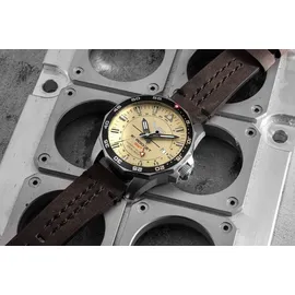 Vostok Europe NH34-225A713-LBBRN Herrenuhr Automatik GMT Rocket N1 Leder Braun