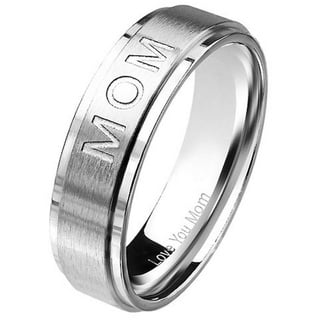 Taffstyle Fingerring Damenring Silber gebürstet Gravur Love You Mom, Damen Band-Ring Edelstahl Partnerring mit Love You Mom Gravur silberfarben 57 - Ø 18,1mm