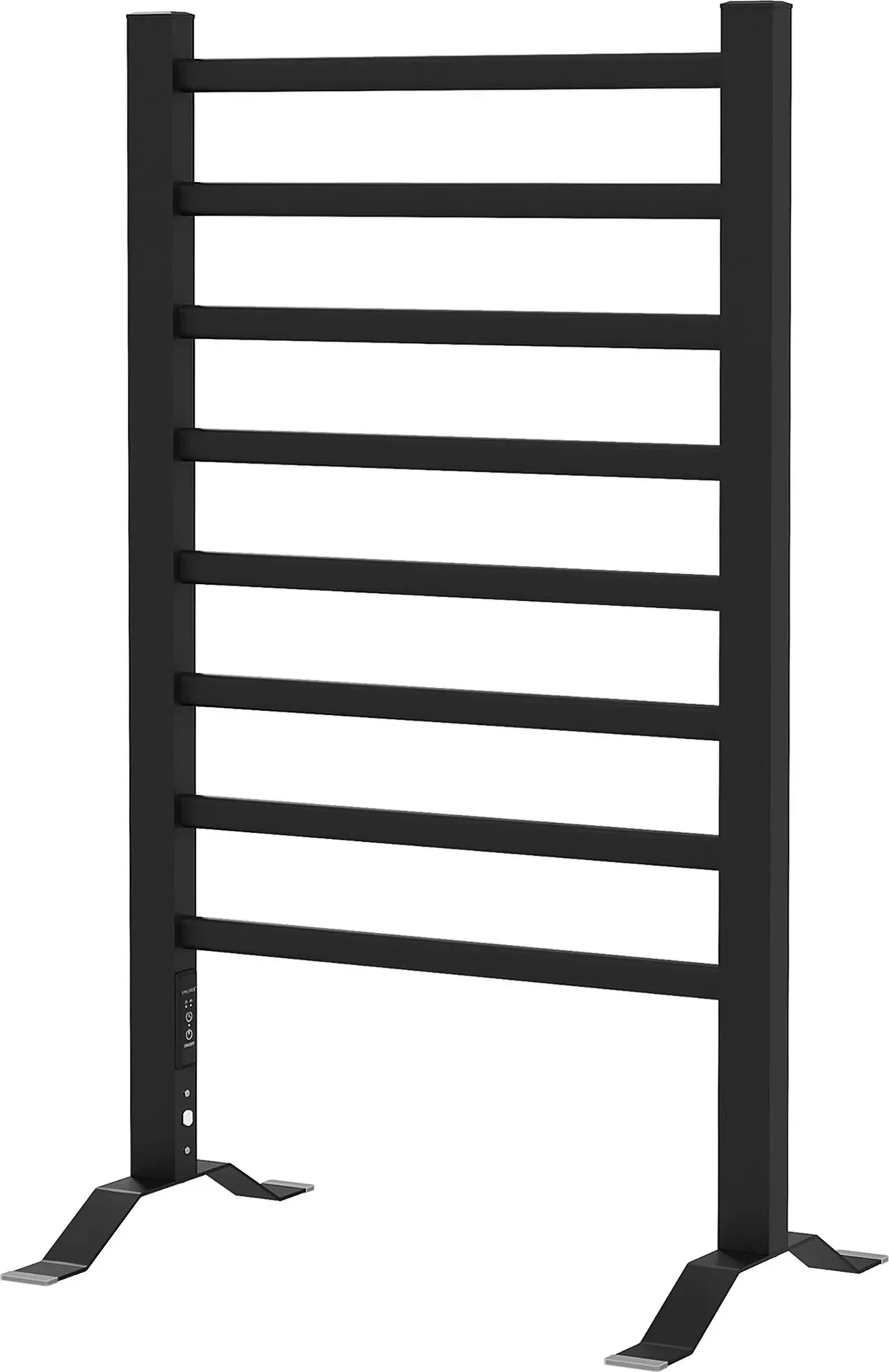 HOMCOM Elektrischer Handtuchwärmer, Handtuchheizkörper, Wand- oder Standmontage, Aluminiumlegierung mit 8 Stangen, 2/4-Stunden-Timer, wassergeschützt, 150W, 53 x 35 x 90 cm, schwarz   Aosom