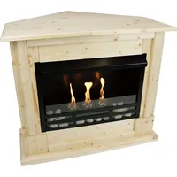 Gelkamin Ethanolkamin Kaminofen Eckkamin Rafael inkl. Zubehör Set + Sicherheitsglas - Natur