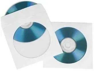 CD/DVD Paper Protection Sleeves, white, pack of 25