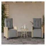 vidaXL Gartensessel mit Fußteil 2 Stk. Verstellbar Poly Rattan