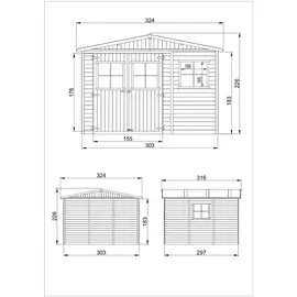 TIMBELA Gartenhaus 3,35 x 2,68 m Natur