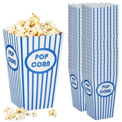 relaxdays Snackschale Popcorntüten 48er Set, Pappe blau|weiß