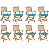 vidaXL Klappbare Gartenstühle mit Kissen 8 Stk. Massivholz Akazie
