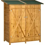 Outsunny Gartenschrank, Geräteschuppen mit 2 Tür, Geräteschrank mit Asphaltdach, Bodennägel, Gartenlagerschrank, Tannenholz, 140 x 75 x 157 cm  Aosom