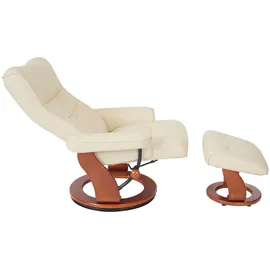 Robas Lund MCA Relaxsessel Montreal, Fernsehsessel Hocker, Echtleder 130kg belastbar ~ creme, honigfarben