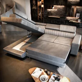 masseno Ecksofa Nola Velours 4-Sitzer Braun
