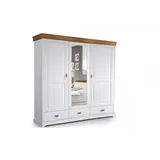 Kleiderschrank Schrank Kasten 3-türig 3trg. ROMAN Kiefer massiv weiß weiss honig