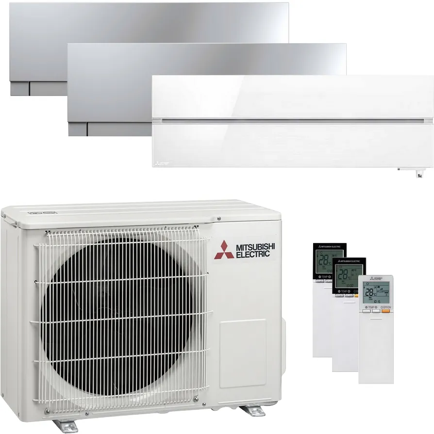 Mitsubishi MultiSplit Trio Diamond + Premium MSZ-LN18VGW + MSZ-EF42VGS + MSZ-EF50VGS 1,8 kW + 4,2 kW + 5 kW R32 - Weiße + Silber