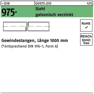 Industrial Quality Supplies DIN 975 Gewindestange VG M12x1000 Stahl galvanisch verzinkt