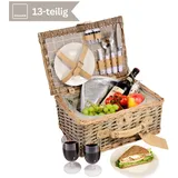sänger Picknickkorb Amrum (Set, 13 St., Picknickkorb), 38x26x19 cm, 2 Personen, Geschirr, Komplettset mit Kühltasche braun
