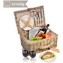 sänger Picknickkorb Amrum (Set, 13 St., Picknickkorb), 38x26x19 cm, 2 Personen, Geschirr, Komplettset mit Kühltasche braun