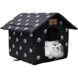 Vinnypet Katzenhaus Für Draußen Winterfest Wasserdicht Wetterfester Katzenhöhle Haustierhaus mit Plüschkissen Warm Hundehöhle Waschbar Hundehaus Tierheim Für Streuner Haustiere 40x40x45