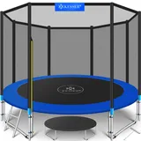 Trampoline Komplettset 366 cm inkl. Sicherheitsnetz, Leiter und Randabdeckung blau