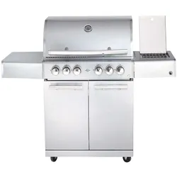 CHEF L Paket E - Basis silber, 4 Brenner, Backburner, Seitenkocher, AIR SYSYTEM, BBQ Paket
