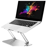 LA CUTE Laptoptisch Ergonomischer, Höhenverstellbarer, Faltbarer Laptop Ständer 17 Zoll (Stabiler Laptopständer aus Aluminium, Laptopständer Tabletständer Macbookständer Verstellbar), höhenverstellbar robust rutschfest schwarz|silberfarben