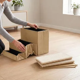 Relaxdays Hundetreppe 3 Stufen Beige 40 cm x 54 cm x 48 cm