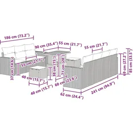 vidaXL Gartensofa-Set 10-tlg. Schwarz